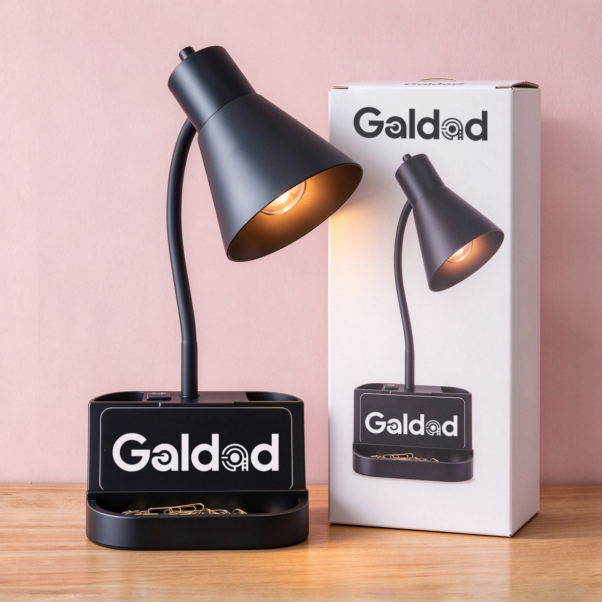 Galdad Electric Luminaries, Flexible Gooseneck Desk Lamp with Storage Base, Multi-Functional Organizer Table Lamp for Office, Bedroom, Study Reading