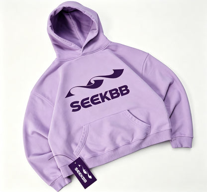 SEEKBB Light Purple Cropped Hoodie, Unisex Drop Shoulder Hooded Sweatshirt, Trendy Graphic Print Cropped Top