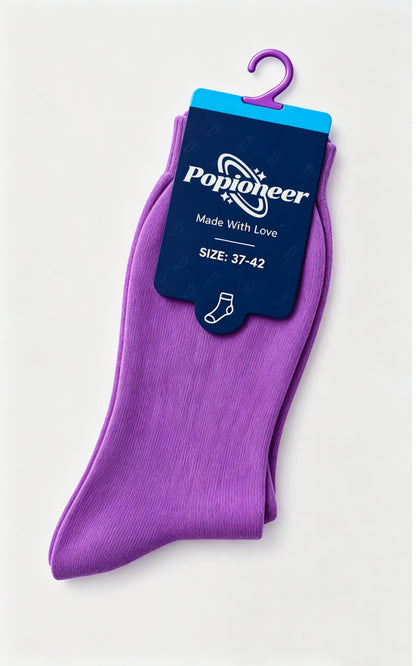 Popioneer Solid Color Crew Socks, Soft Breathable Casual Mid Calf Socks, Stretchy Comfort Fashion Socks for Men Women Daily Wear