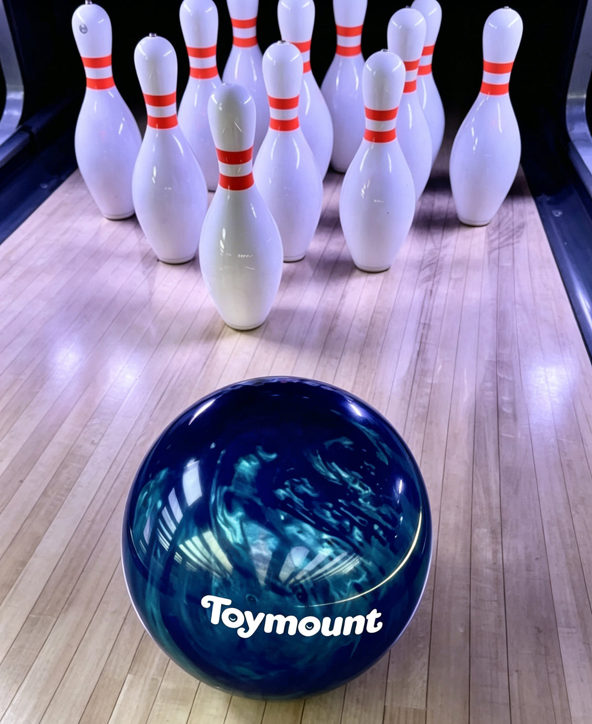 Toymount Bowling Ball, Swirl Deep Blue Recreational Bowling Ball for Beginner Players, Indoor Bowling Lane Sports Game
