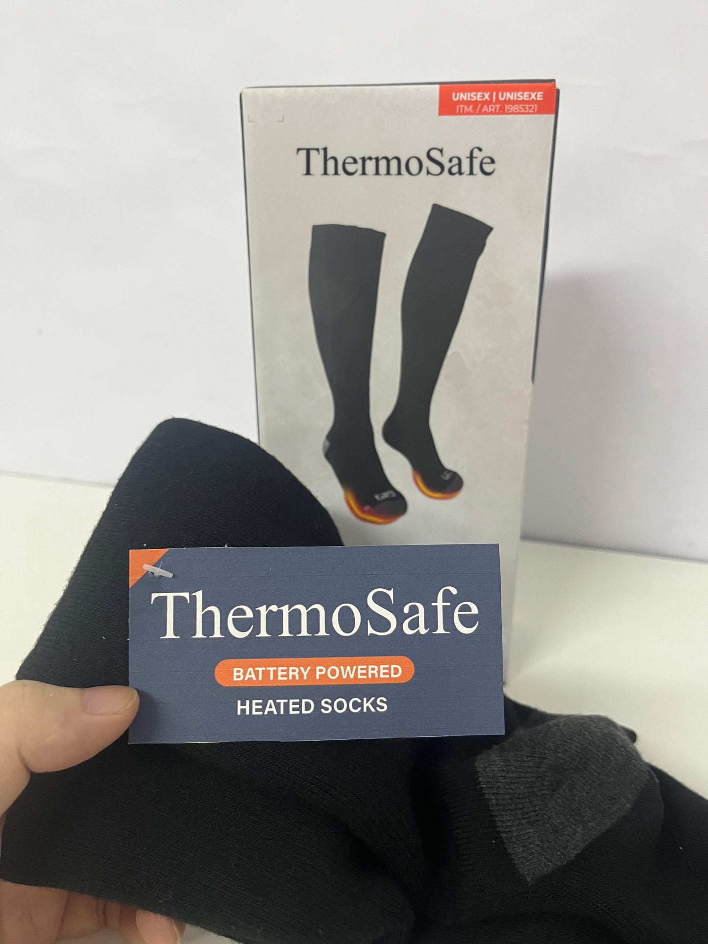ThermoSafe Rechargeable Electric Heated Socks for Men & Women, 3 Heat Settings Battery Powered Warm Socks, Winter Thermal Foot Warmers for Skiing, Camping, Hunting, Outdoor Work