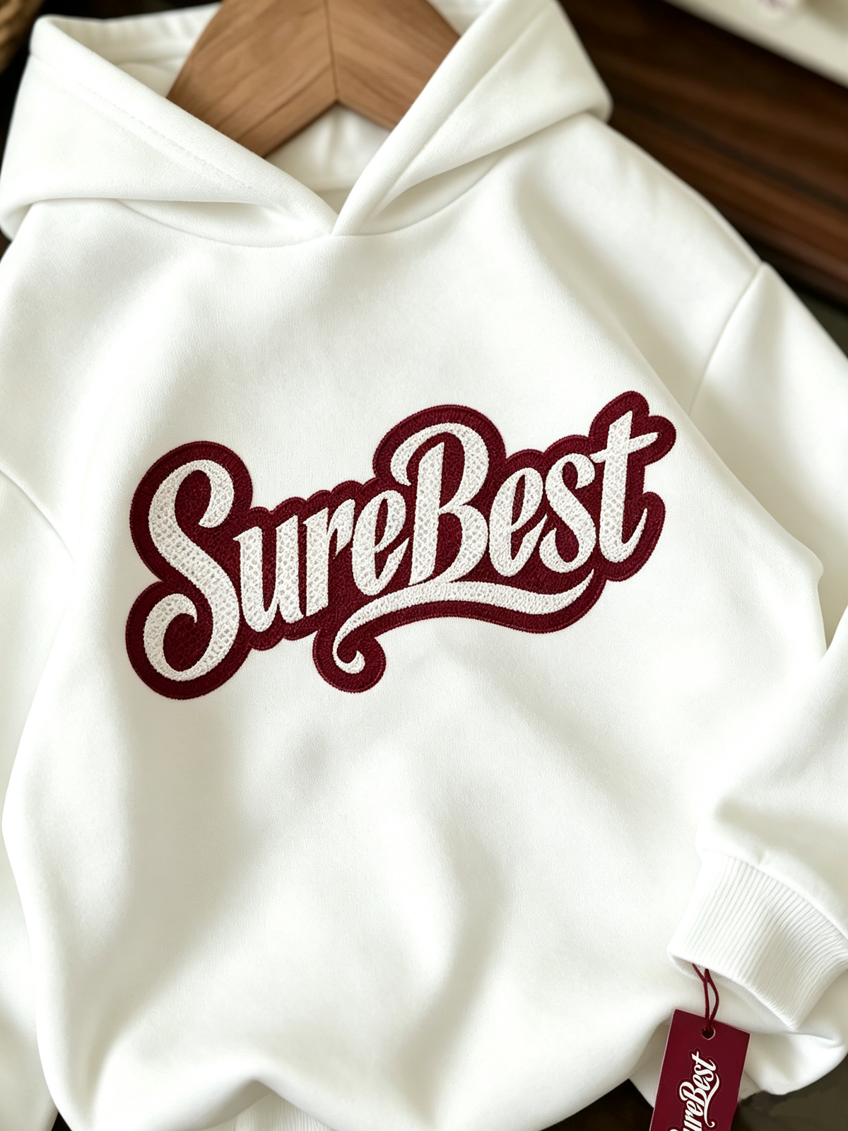 SureBest Kids Hoodie, Boys Girls Long Sleeve Pullover Hooded Sweatshirt, Vintage Letter Embroidery White Casual Hoodies for Children