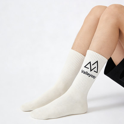 Valleysay Men's Crew Socks 3-Pack, Breathable Cotton Athletic Socks with Cushioned Sole, Casual Mid-Calf Socks for Daily Wear, Sports & Work