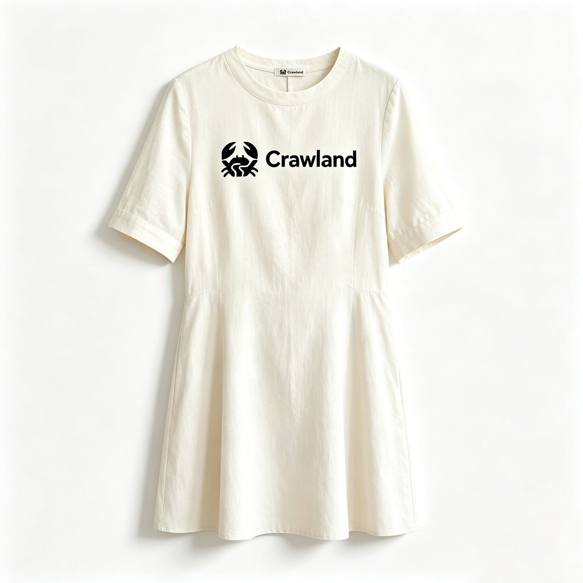 Crawland Women's Short‑Sleeve A‑Line Midi Dress, Crew Neck Casual Flared Summer Dress, Loose‑Fit Daily Wear Tunic Dress
