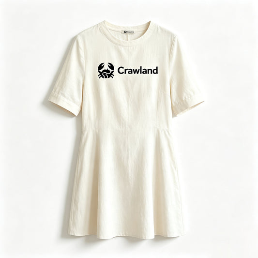 Crawland Women's Short‑Sleeve A‑Line Midi Dress, Crew Neck Casual Flared Summer Dress, Loose‑Fit Daily Wear Tunic Dress