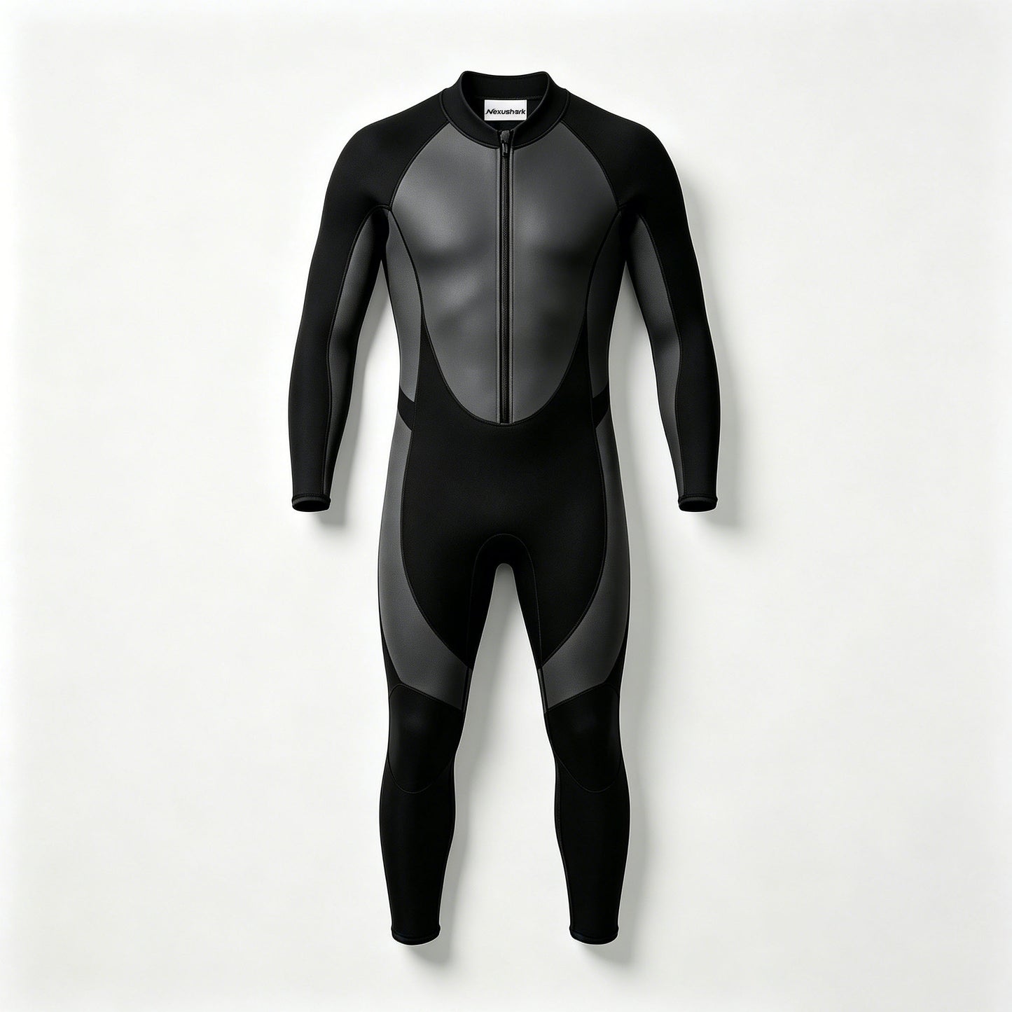 Nexushark Men's Full Body Wetsuits, Front Zipper Long Sleeve Neoprene Diving Suit, Stretch Thermal Wetsuit for Snorkeling, Surfing, Swimming, Kayaking Water Sports