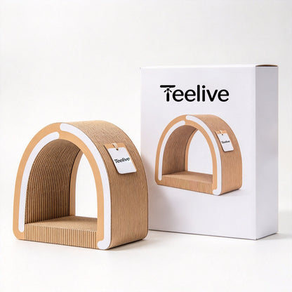 Teelive Cat Scratching Pad, Arch Shape Corrugated Cardboard Cat Scratcher House, Durable Cat Scratching Shelter Bed for Indoor Cats