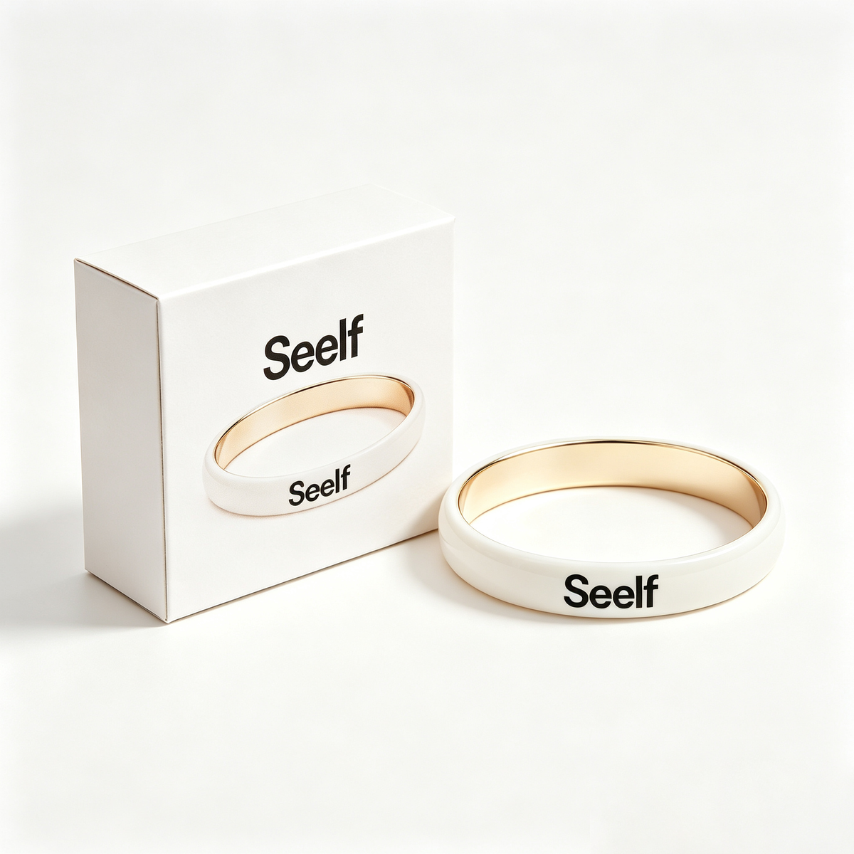 Seelf Bangle Bracelet for Women, Classic White Glossy Wrist Bangle, Minimalist Wide Cuff Bracelet, Fashion Jewelry for Daily Wear, Party & Gift