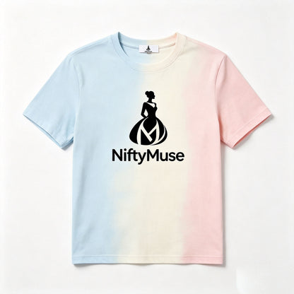 NiftyMuse Pastel Gradient Tie‑Dye T‑shirt, Crew Neck Short‑Sleeve Aesthetic Casual Tops