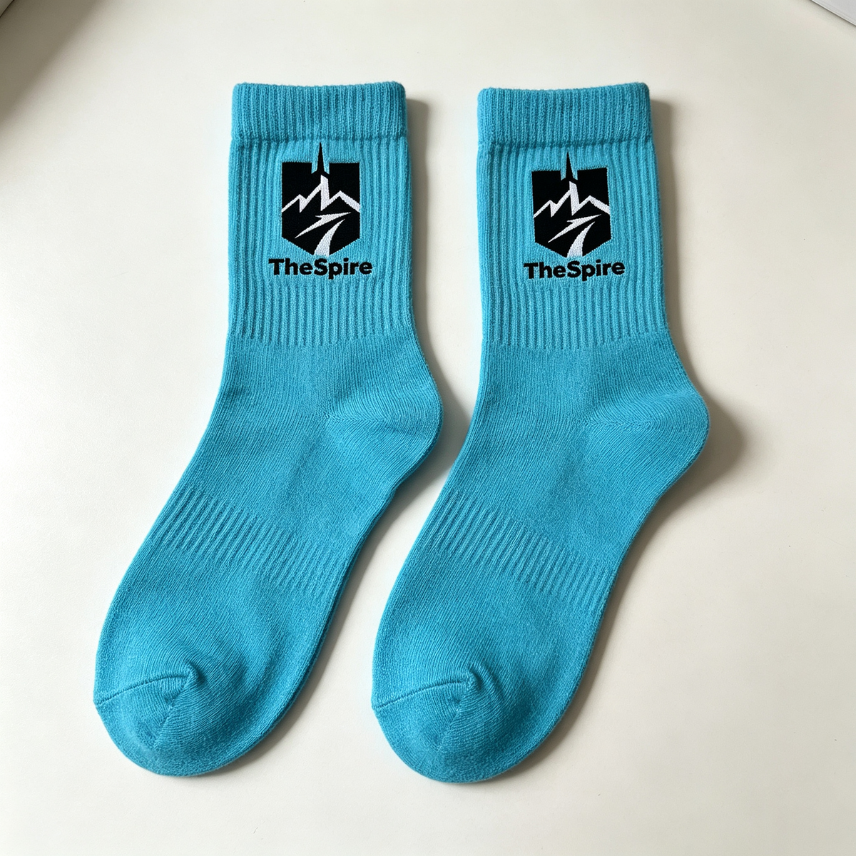 TheSpire Casual Crew Socks 4‑Pack, Soft Breathable Cotton Mid‑Calf Socks, Stylish Bright Blue Athletic Daily‑Wear Socks Unisex for Men Women