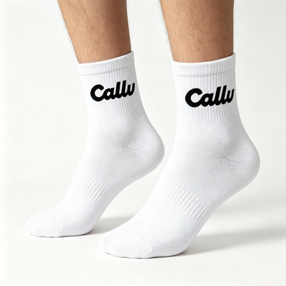 【Callu Classic White Crew Socks】—— Minimalist Comfort for All-Day Wear