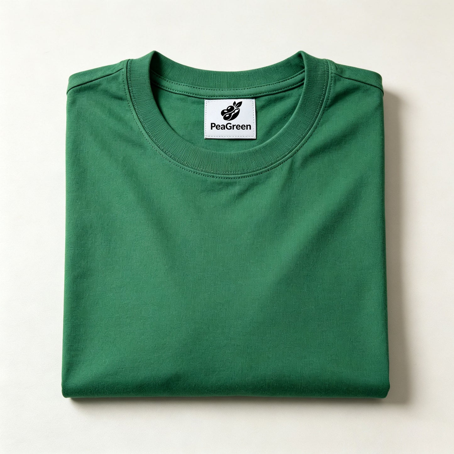 PeaGreen Solid Green Crew‑Neck Short Sleeve T‑Shirt, Premium Soft Cotton Casual Daily Tee