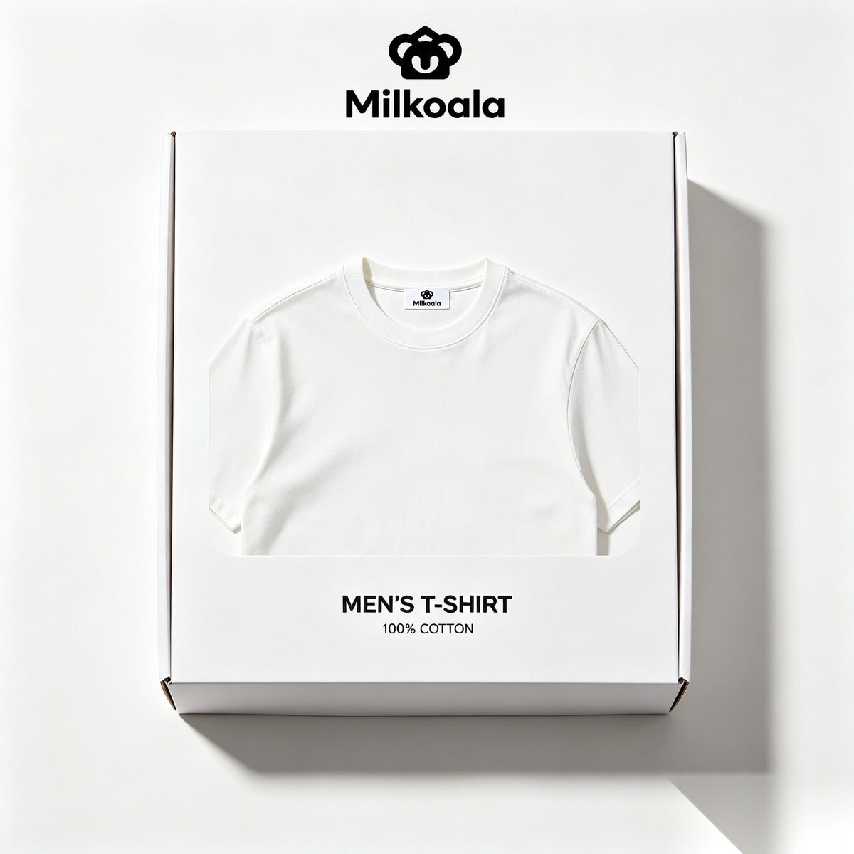 Milkoala Crew Neck Short-Sleeve T-Shirt, 100% Cotton Off-White Basic Tee for Men Daily Casual Outfit