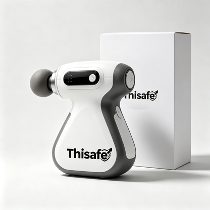 Thisafe Massage Gun, Portable Deep Tissue Percussion Massager for Muscle Relief, 6 Adjustable Speed Levels, Rechargeable Compact Handheld Massager for Gym, Office, Travel, Relieve Soreness on Back, Leg, Shoulder & Neck