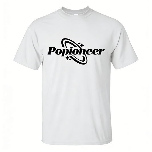 【Popioneer Saturn Logo Print T-Shirt】—— Minimalist Streetwear for Everyday Style