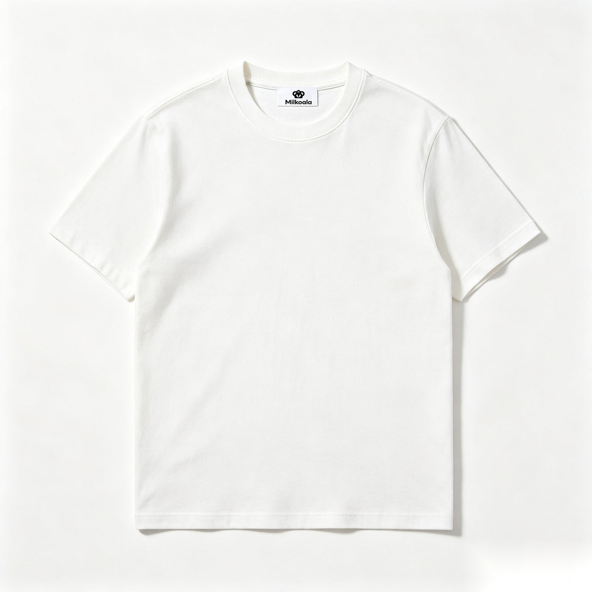 Milkoala Crew Neck Short-Sleeve T-Shirt, 100% Cotton Off-White Basic Tee for Men Daily Casual Outfit