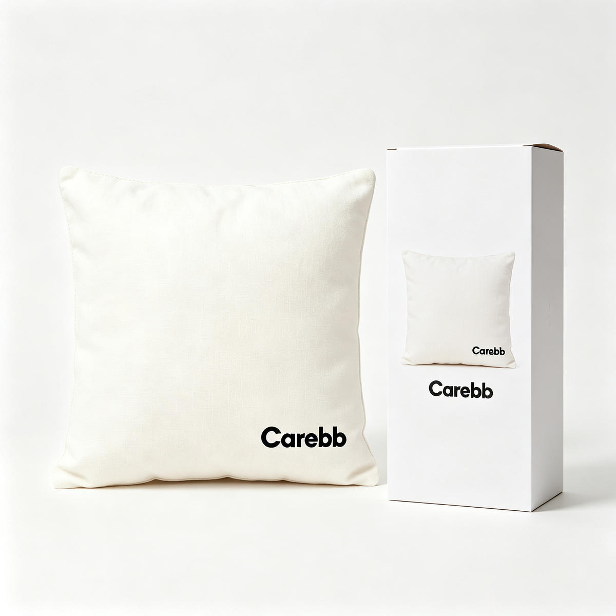 Carebb Decorative Throw Pillow, Minimalist Cream Square Accent Pillow, Soft Linen Blend Cushion for Sofa Couch Bedroom Living Room Home Decor