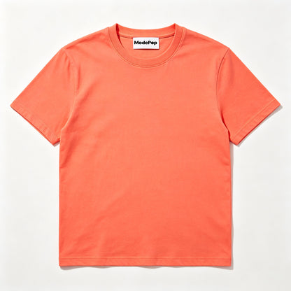 ModePop Crew Neck Short Sleeve T-Shirt, Soft Cotton Solid Color Cropped Tee, Unisex Casual Daily T-Shirt with Gift Box Packaging