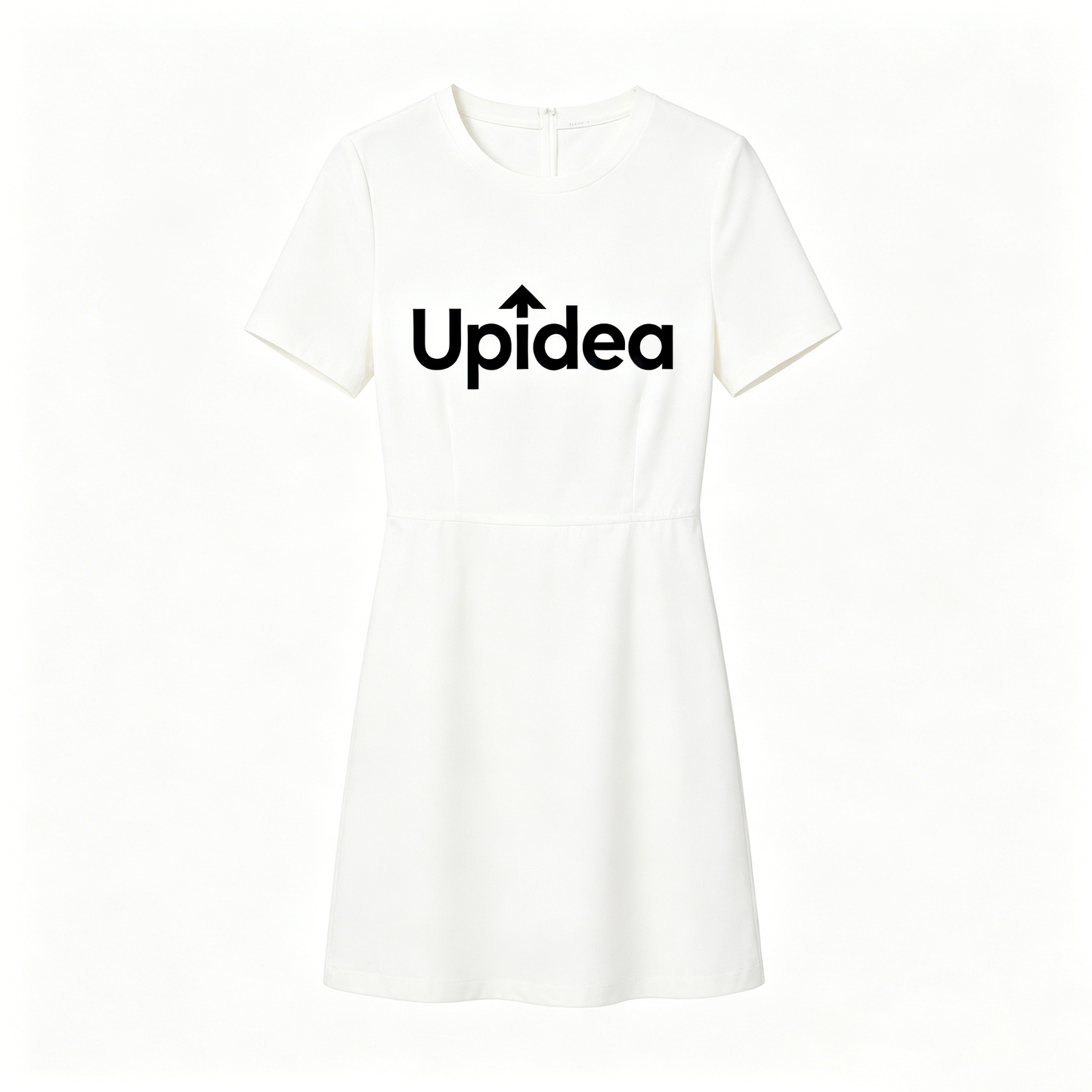 Upidea Crew Neck Short Sleeve Mini Dress, Waist Cinched A-Line White Mini Dress, Wrinkle Resistant Soft Casual Short Dress for Office Daily Street Dating Outfit
