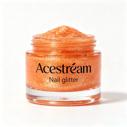 Acestream Holographic Orange Gold Nail Glitter Powder - Shimmer Sparkle Pigment for Nail Art, Manicure & Pedicure, DIY Decoration, Long-Lasting & Easy to Apply