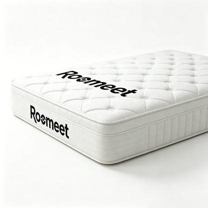 Roomeet Hybrid Pocket Coil Mattress, Medium Firm Euro Top Mattress with Breathable Knit Fabric, Motion Isolation Innerspring Mattress in a Box for Back Pain Relief