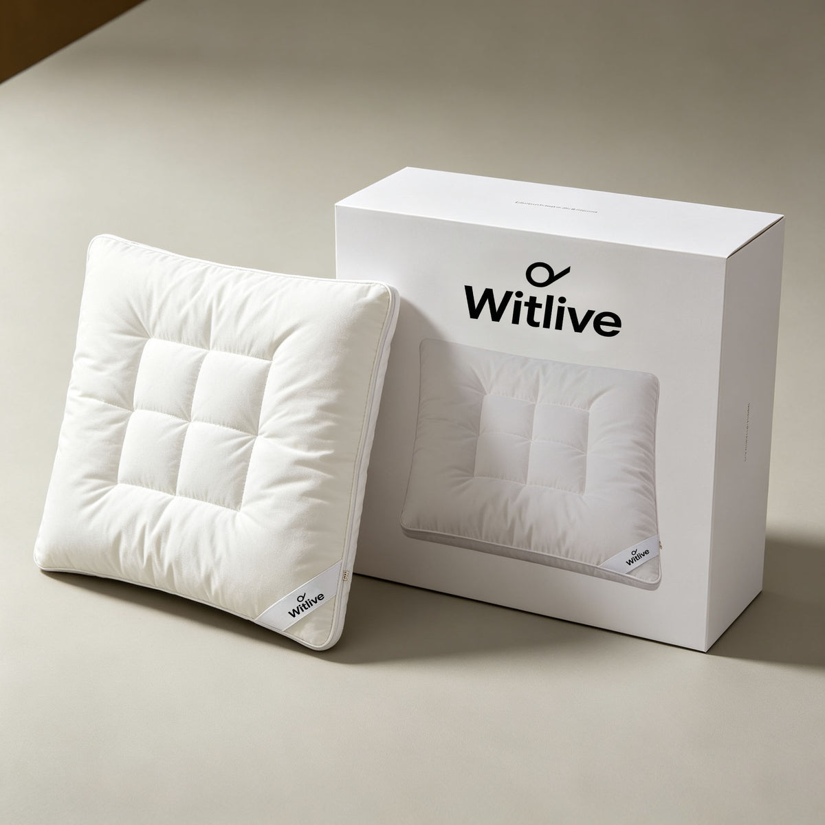 Witlive Square Bed Pillow, Adjustable Soft Support Sleeping Pillow, Breathable Cotton‑Covered Cushion Pillow for Side & Back Sleepers, Home Bedroom Decor Pillow