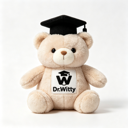 Dr.Witty Cute Sitting Graduation Cap Plush Teddy Bear Premium Soft Stuffed Bear Toy Graduation Keepsake Gift For Students