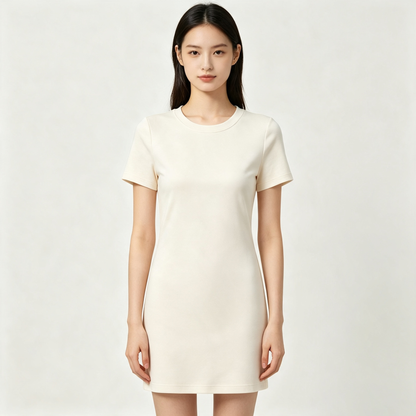 Finalove Stretchy Crew‑Neck Short Sleeve T‑Shirt Dress, Slim‑Fit Soft Casual Bodycon Mini Dress For Women