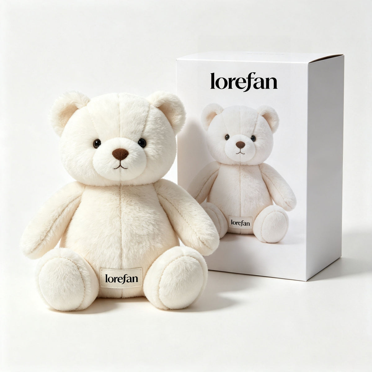 lorefan Soft White Teddy Bear Stuffed Plush Toy, Cuddly Bear Plushie for Gift & Home Decor