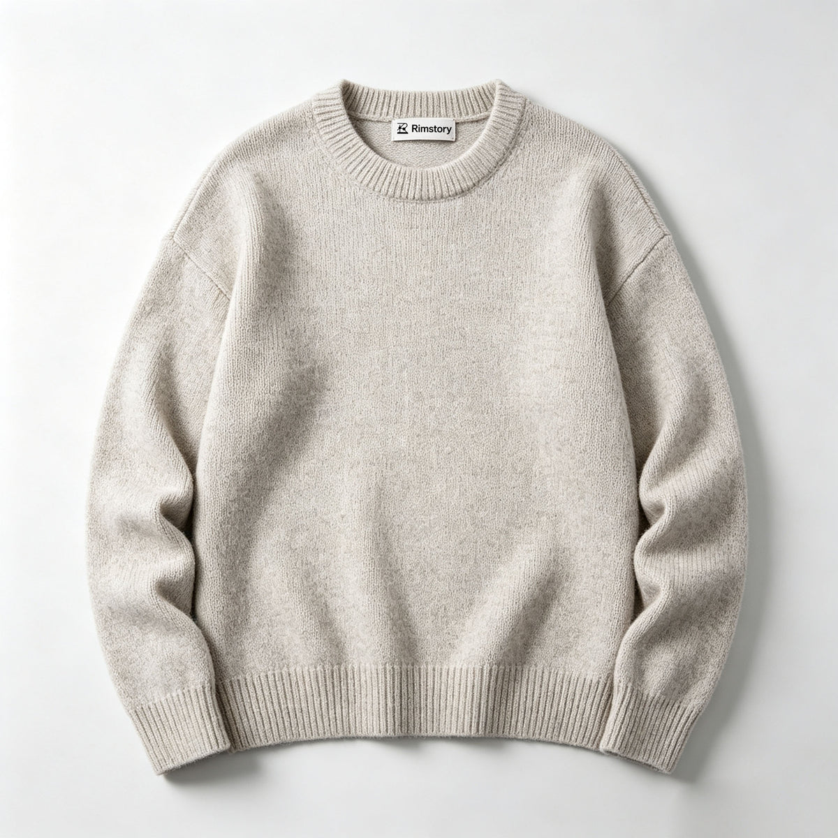 Rimstory Relaxed Knit Pullover Sweater, Classic Crew Neck Warm Long‑Sleeve Top for Daily Outfits