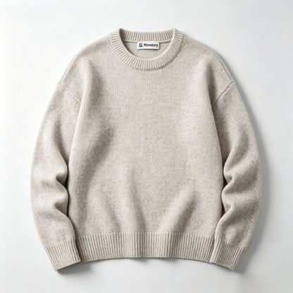 Rimstory Relaxed Knit Pullover Sweater, Classic Crew Neck Warm Long‑Sleeve Top for Daily Outfits