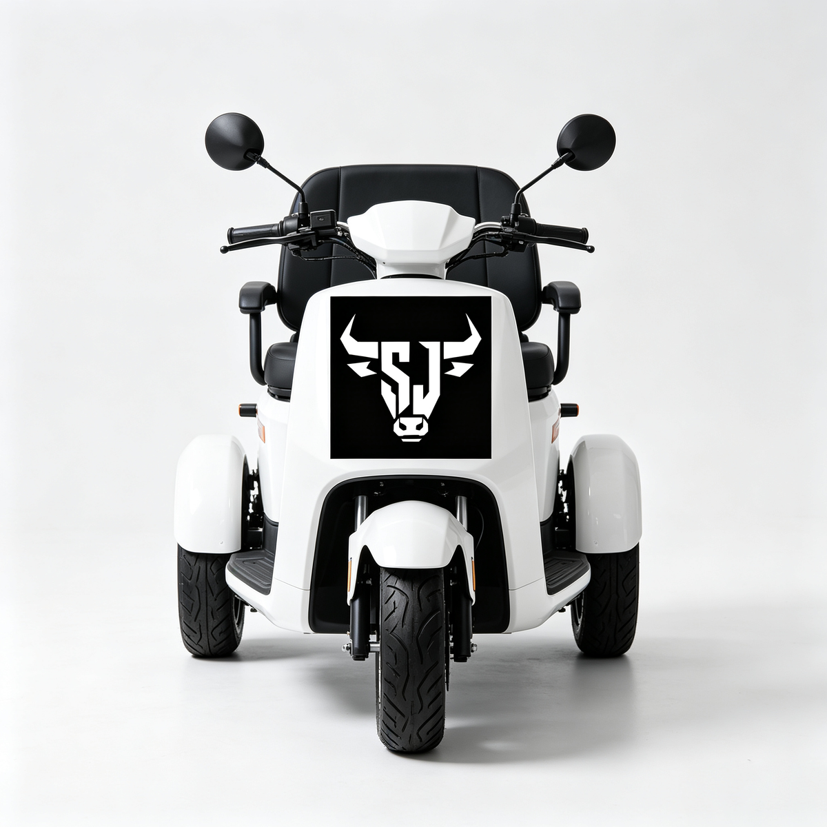 Bull Head Graphic Mark 3 Wheel Electric Mobility Scooter, Adult Electric Trike with Large Padded Seat, Long Battery Life Mobility Vehicle for Seniors & Handicapped, Indoor & Outdoor Daily Travel