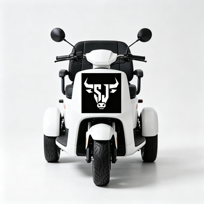 Bull Head Graphic Mark 3 Wheel Electric Mobility Scooter, Adult Electric Trike with Large Padded Seat, Long Battery Life Mobility Vehicle for Seniors & Handicapped, Indoor & Outdoor Daily Travel