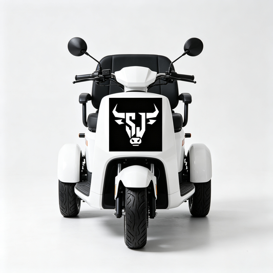 Bull Head Graphic Mark 3 Wheel Electric Mobility Scooter, Adult Electric Trike with Large Padded Seat, Long Battery Life Mobility Vehicle for Seniors & Handicapped, Indoor & Outdoor Daily Travel