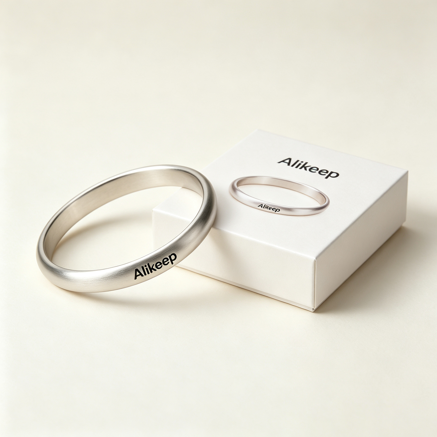 Alikeep Minimalist Silver Bangle Bracelet for Women, Matte Stainless Steel Round Cuff Bracelet, Classic Plain Daily Wear Jewelry Gift for Her