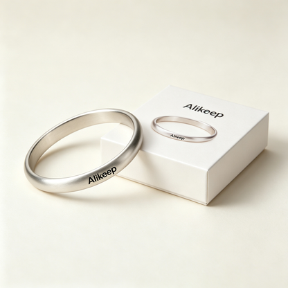 Alikeep Minimalist Silver Bangle Bracelet for Women, Matte Stainless Steel Round Cuff Bracelet, Classic Plain Daily Wear Jewelry Gift for Her
