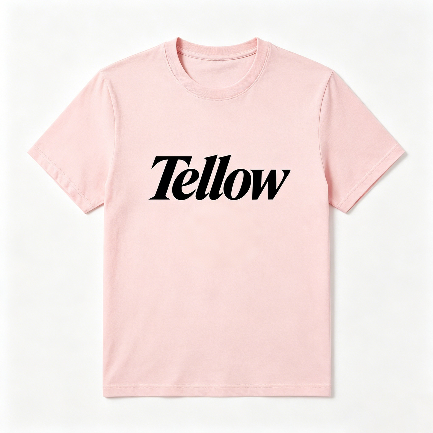 Tellow Men’s Light Pink Crew Neck Short Sleeve T-Shirt, 100% Soft Cotton Loose Fit Basic Graphic Tee, Casual Summer Streetwear Daily Top for Guys