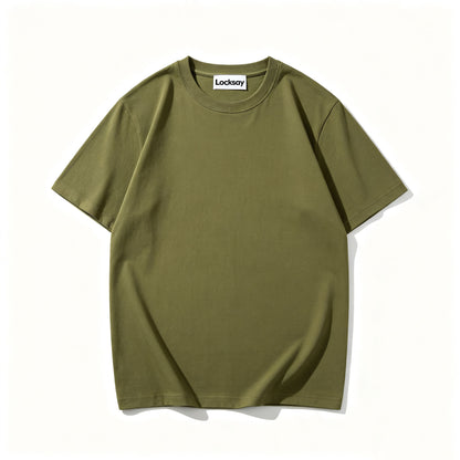 Locksay Crew Neck Short Sleeve T-Shirt, Premium Cotton Solid Color Basic Tee, Unisex Soft Breathable Casual T-Shirt for Daily Wear