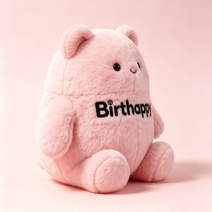 【Birthappy Pink Round Bear Plush Toy】—— Cute & Cozy Companion for All Ages