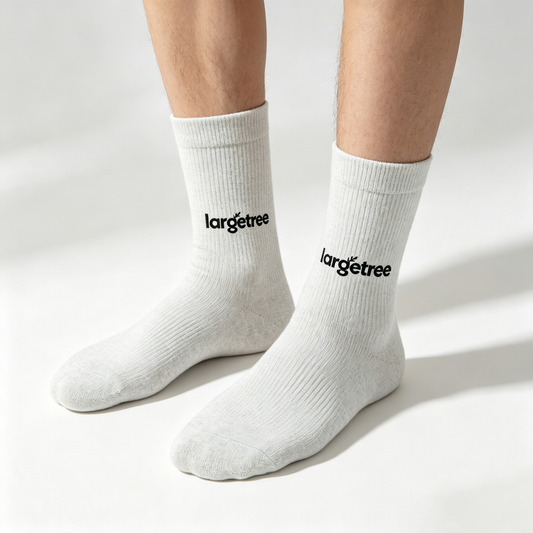 largetree Men’s Light Gray Ribbed Crew Socks 7 Pairs Pack, Soft Breathable Cotton Mid Calf Socks, Stretch Non Slip Casual Athletic Daily Socks Gift Box Set