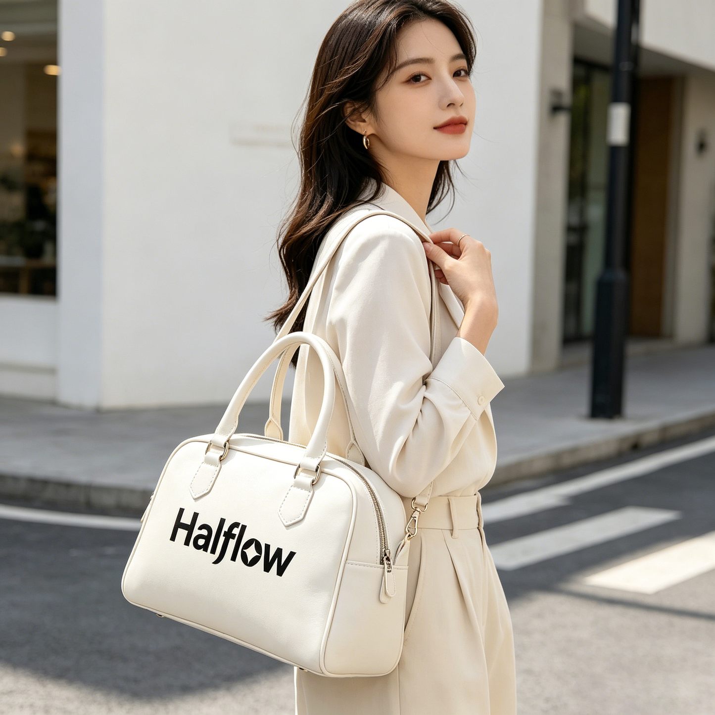 Halflow Ladies Classic Satchel Handbag, Soft Leather Large Capacity Crossbody Shoulder Purse for Daily Office & Weekend Outings