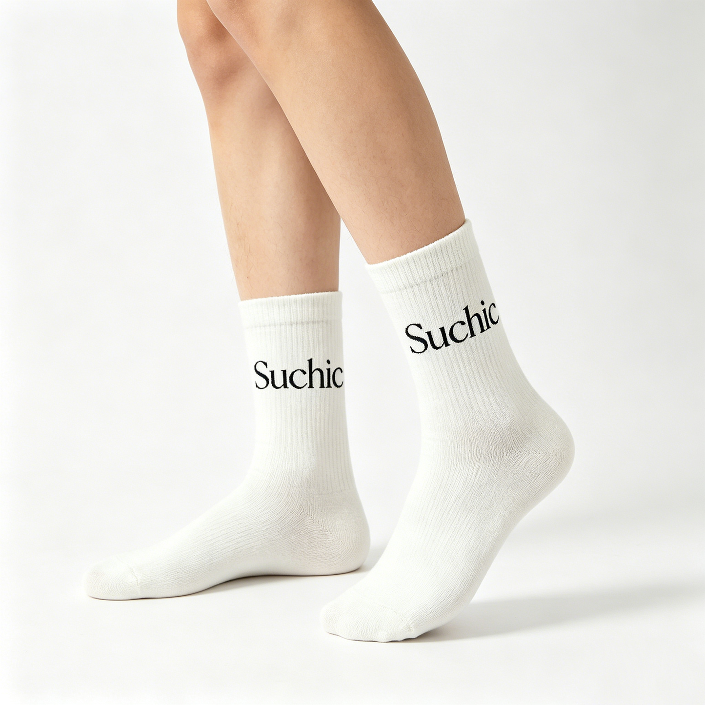 Suchic Classic Crew Socks for Men, 3-Pack Soft Breathable Casual Cotton Socks, Everyday Comfort White Socks for Daily Wear