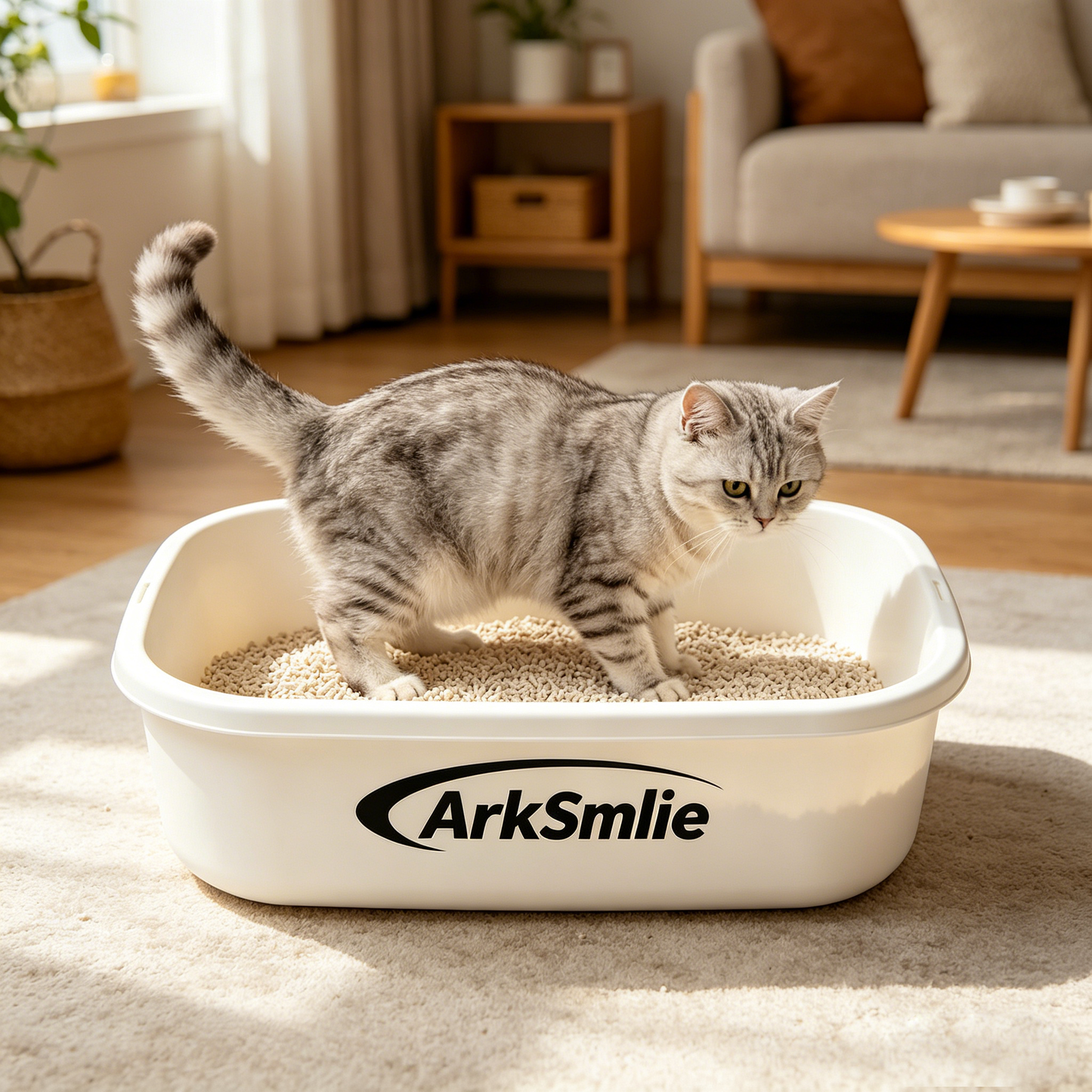 【ArkSmlie Open Cat Litter Pan】—— Spacious & Practical Choice for Feline Comfort