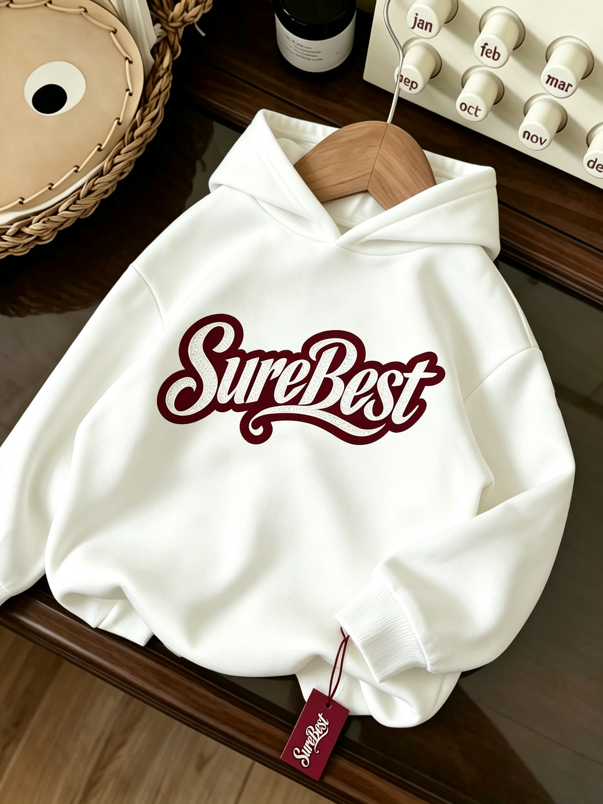 SureBest Kids Hoodie, Boys Girls Long Sleeve Pullover Hooded Sweatshirt, Vintage Letter Embroidery White Casual Hoodies for Children