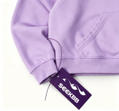 SEEKBB Light Purple Cropped Hoodie, Unisex Drop Shoulder Hooded Sweatshirt, Trendy Graphic Print Cropped Top