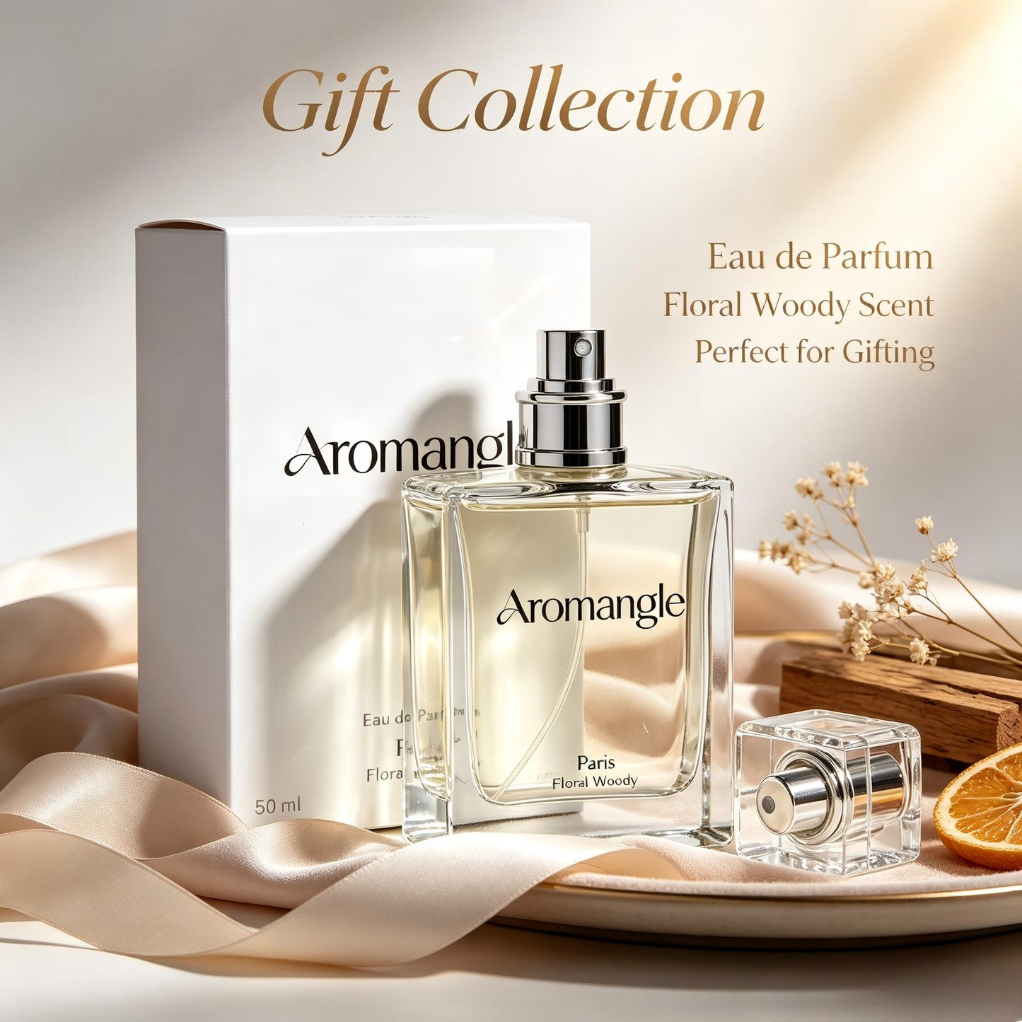 Aromangle Eau de Parfum for Women & Men, Floral Woody Long Lasting Perfumes, 50ml Unisex Fragrance, Elegant Square Glass Bottle, Luxury Perfumes Gift for Birthday Holiday
