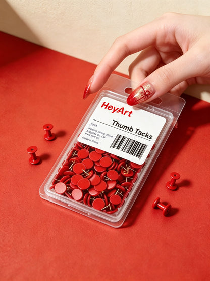 HeyArt Red Thumb Tacks, Metal Push Pins, Decorative Drawing Pins for Cork Board, Bulletin Board, Wall, Map, Office School & Home Use