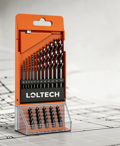 LOLTECH Drill Bits Set, Bits for Power Drills, Multi-Size High Speed Steel Twist Drill Bit Kit, Multipurpose Drilling Bits for Wood, Metal, Plastic, DIY Home & Construction Use
