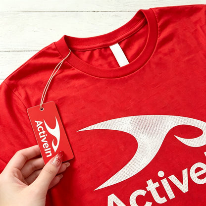 ActiveIn Women's Classic Crew‑Neck Short‑Sleeve T‑Shirt, Casual Relaxed‑Fit Everyday Tee, Soft Lightweight Solid Red Summer Top for Workout Travel Daily Wear