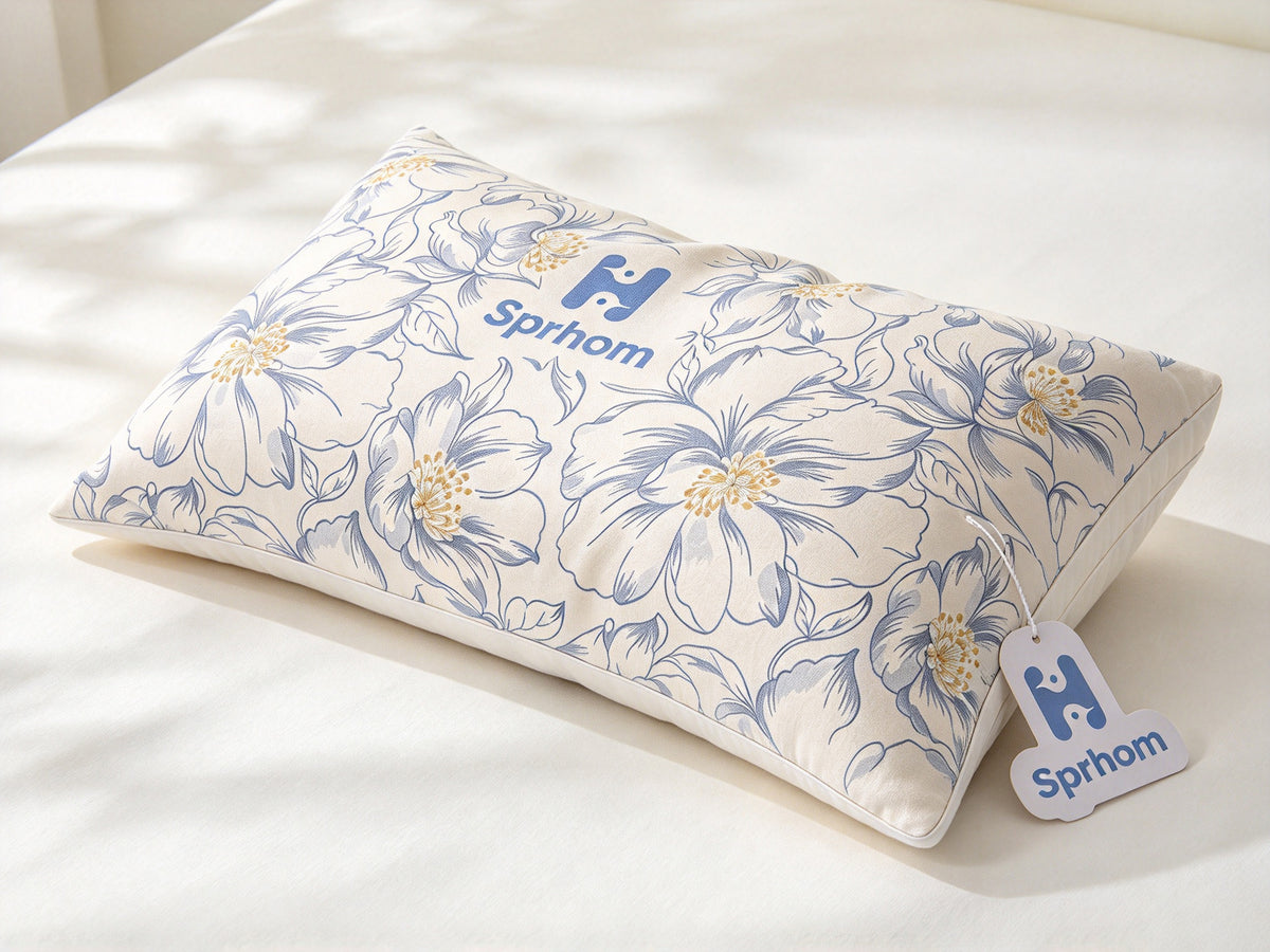 H Sprhom Floral Bed Pillow, Soft Breathable Rectangle Sleeping Pillow, Decorative Throw Pillow for Bedroom Sofa, Support Pillow for Side & Back Sleepers